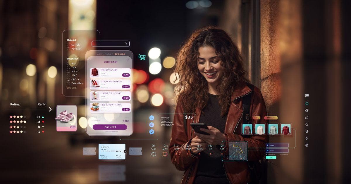 γυναίκα απολαμβάνει τα ψώνια της online ενόψει Black Friday