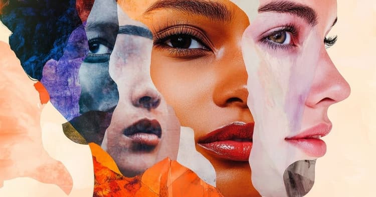 πολλά γυναικεία πορτραίτα με πολλά χρώματα
